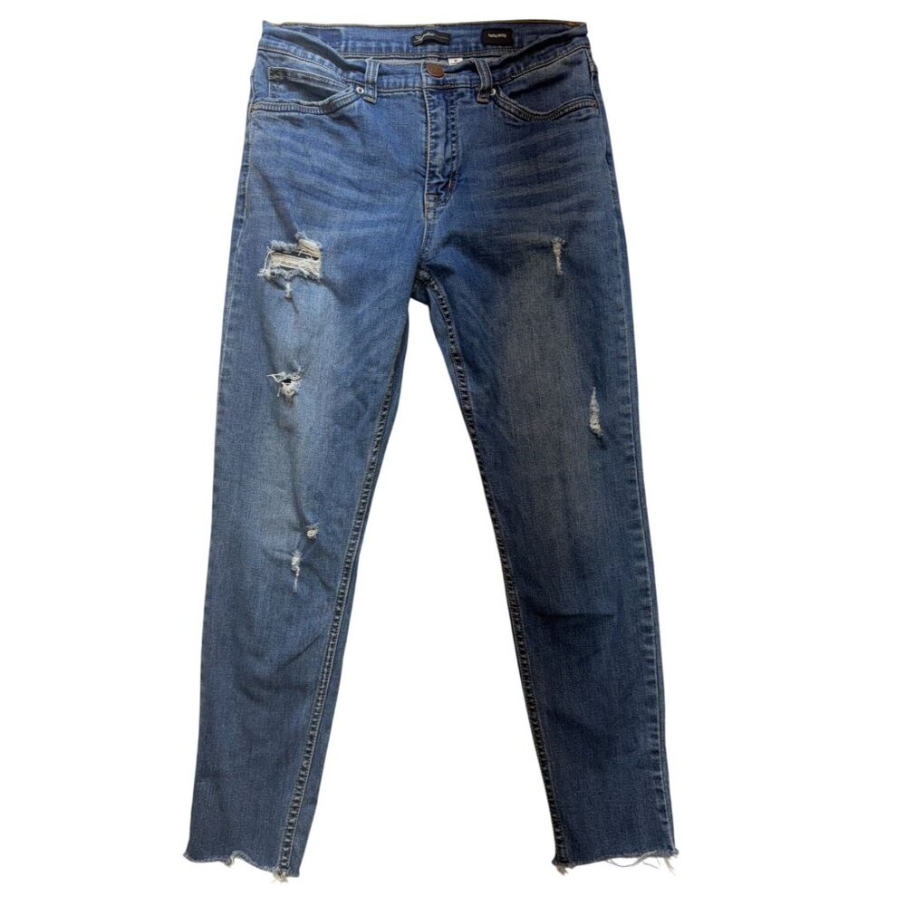Supplies Womens High Rise Skinny Jeans Size 6 Blue Denim Distressed Frayed Hem
